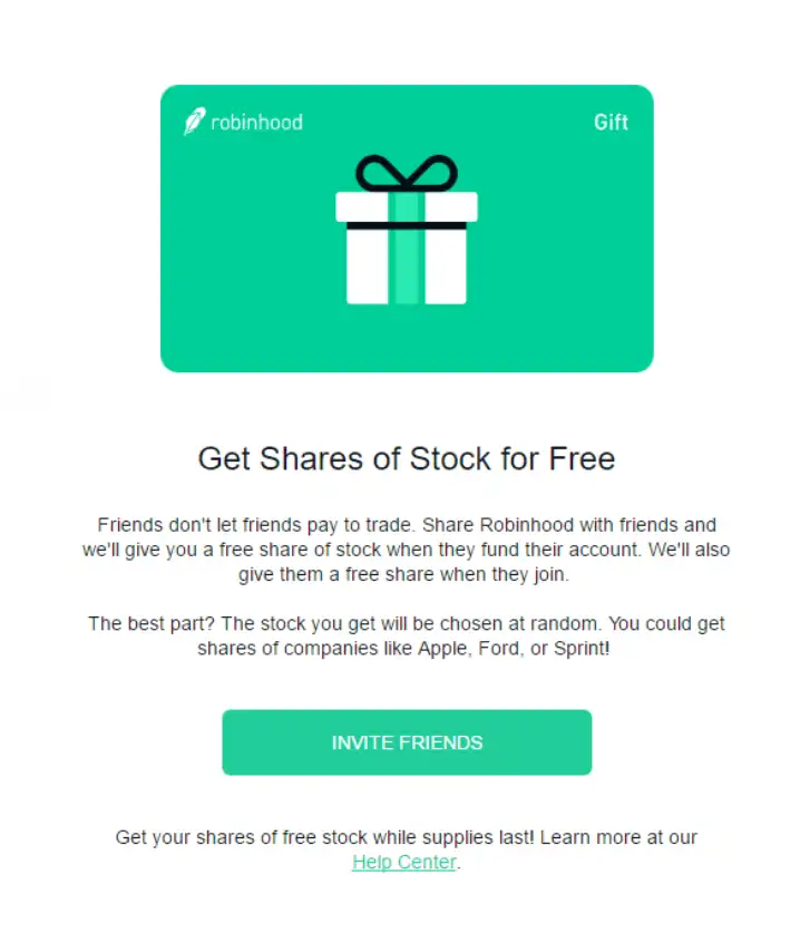 An example of Robinhood's Variable Reward scheme